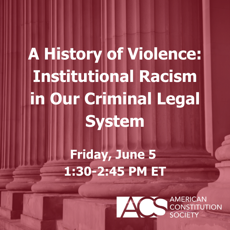 acslaw's tweet photo. Friday at 1:30 pm ET: Join us, @nationalbar,  and @SaltLawOrg for a discussion of the institutional and systemic racism in our criminal legal system that leads to disproportionate police violence against black and brown people and how we can address it. https://t.co/OGPHuDDoLG https://t.co/ZQU3eIUO0a