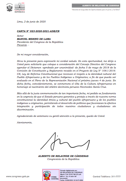 AlbertoBelaunde's tweet photo. He formalizado el pedido mediante esta carta al presidente del Congreso. https://t.co/37twBHo3Kw