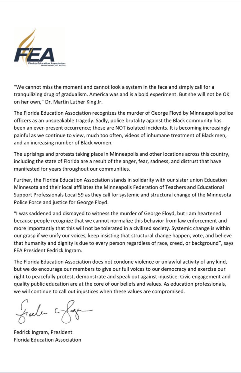 OESPA (@oespa7449) on Twitter photo Wise words from <a href="/fedingram/">Fedrick Ingram</a> of <a href="/FloridaEA/">Florida Education Association</a> #UnionStrong #OESPAStrong Wise words from <a href="/fedingram/">Fedrick Ingram</a> of <a href="/FloridaEA/">Florida Education Association</a> #UnionStrong #OESPAStrong