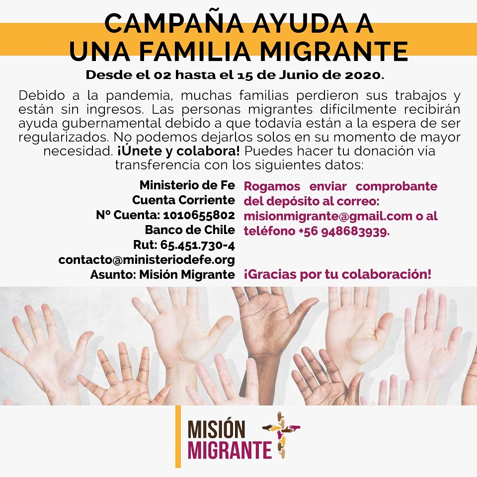 MisionMigrante's tweet photo. CAMPAÑA "AYUDA A UNA FAMILIA MIGRANTE"

Haz tu donación siguiente las instrucciones en el afiche, enviando un comprobante del depósito al correo misionmigrante@gmail.com https://t.co/p0iPzRhy0O