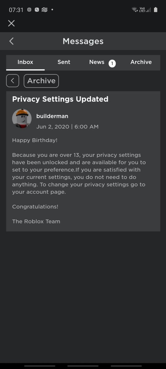 Chris On Twitter This Is What Happens When You Turn 13 According To Your Roblox Birthday Not My Screenshot - roblox 13 account