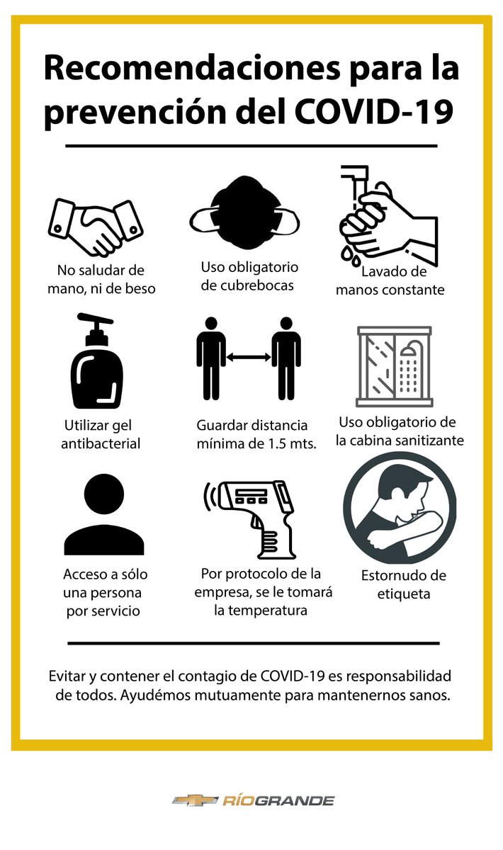 ChvRioGrande's tweet photo. Recuerda que para entrar a nuestras instalaciones, tienes que seguir el protocolo de la empresa. 🙌✨

¡Por tu salud y la nuestra! https://t.co/wwtwwK8d5S