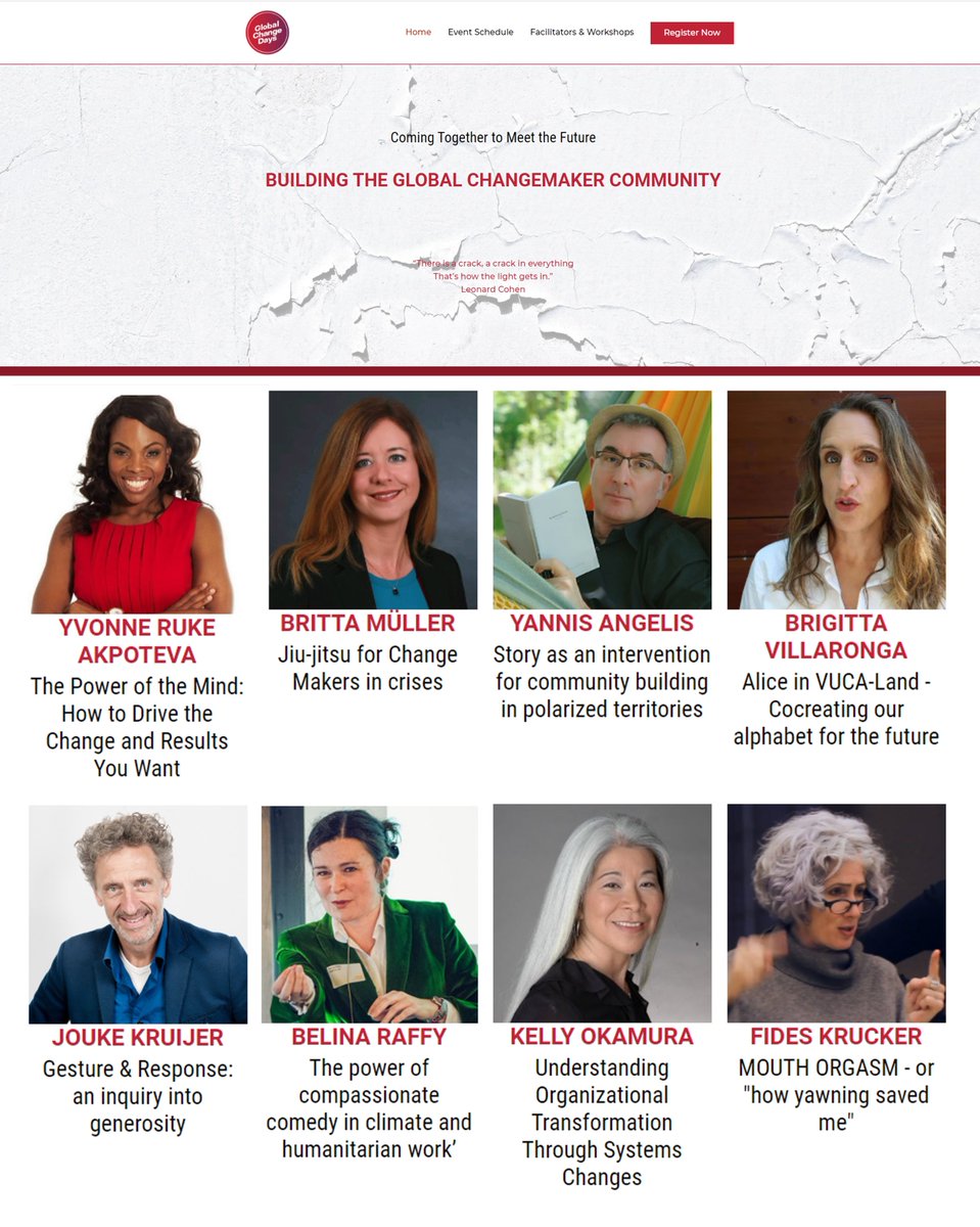 GLOBAL CHANGE DAYS

What?
A #Virtual Journey for Global #Changemakers.
Lighthouse #events, a #festival, #Beacon events

When?
15,19,22 &amp; 26 June until November!

What will happen?
#Inspiration, #Community, #Magic, #Wonder

How?
Check it here and register: globalchangedays.com