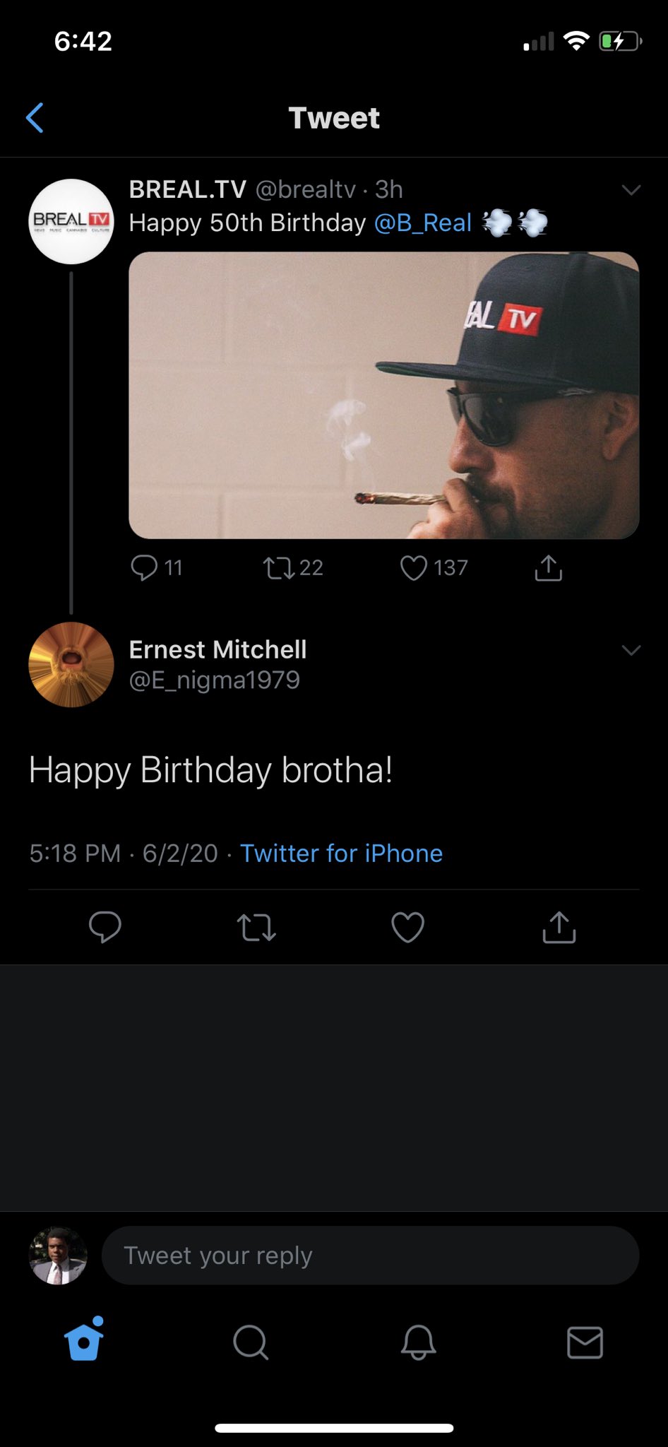   Then he ends up telling B Real happy birthday..... 