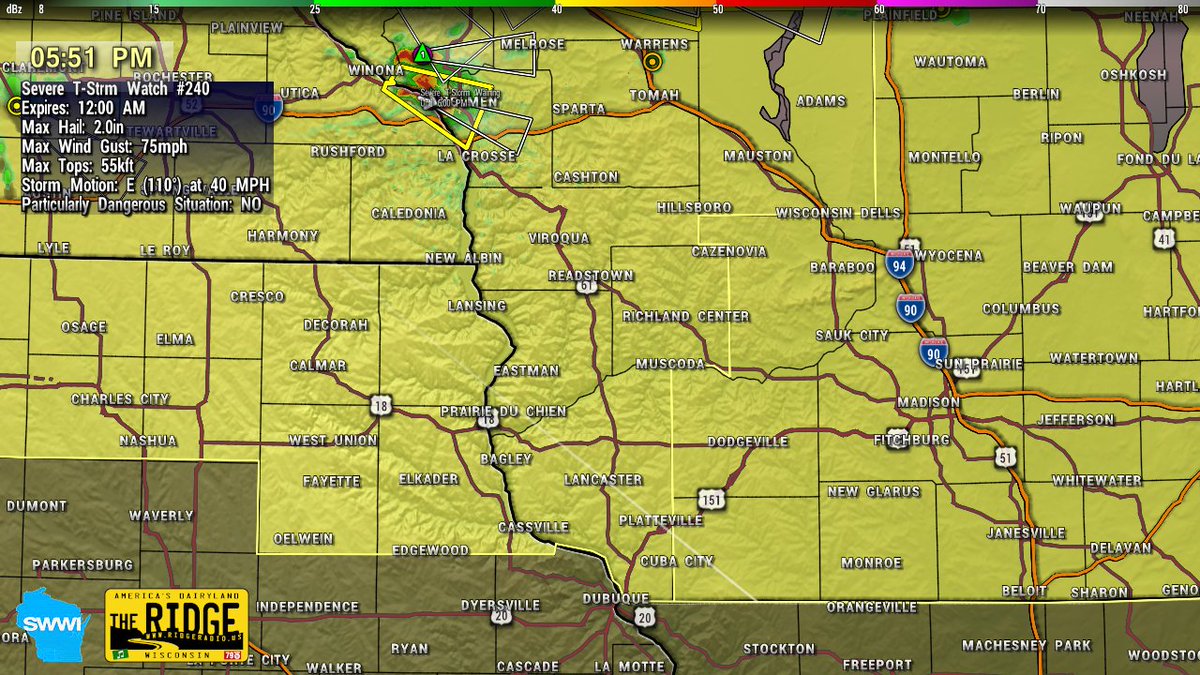 #SWWIalert
The SEVERE THUNDERSTORM WATCH has been expanded to include all of southern Wisconsin, in effect until midnight. Main threats are for damaging winds and large hail.