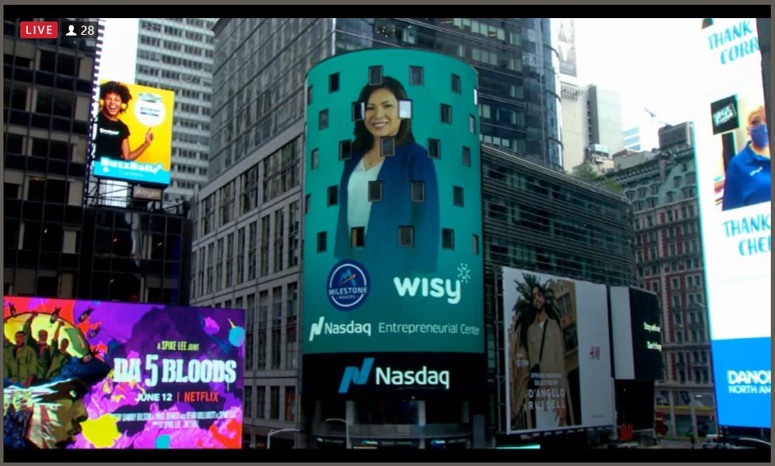 wisy_ai's tweet photo. Our CEO @minchenpty at the @nasdaq building in New York City marking the beginning of a new stage at @wisy_ai @WisyAi_es as a #Milestonemaker company of the Nasdaq Entrepreneurial Center @nasdaqcenter https://t.co/17e8kvfSzA