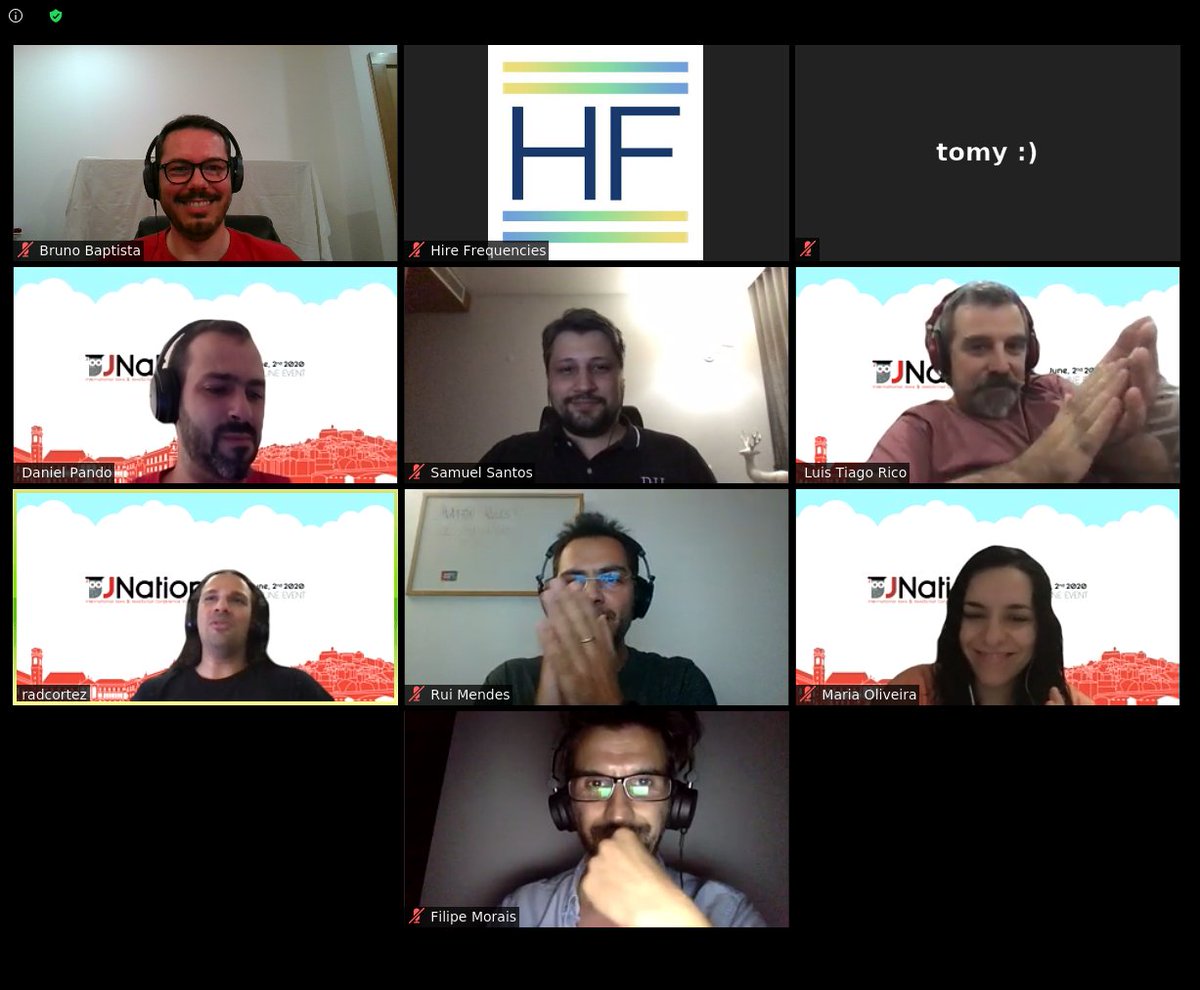 The <a href="/JNationConf/">JNation 🇵🇹 May 26 & 27 - 2026</a> crew saying goodbye to this year's conference :D #JNATION  #JNATION2020 
See you next year!