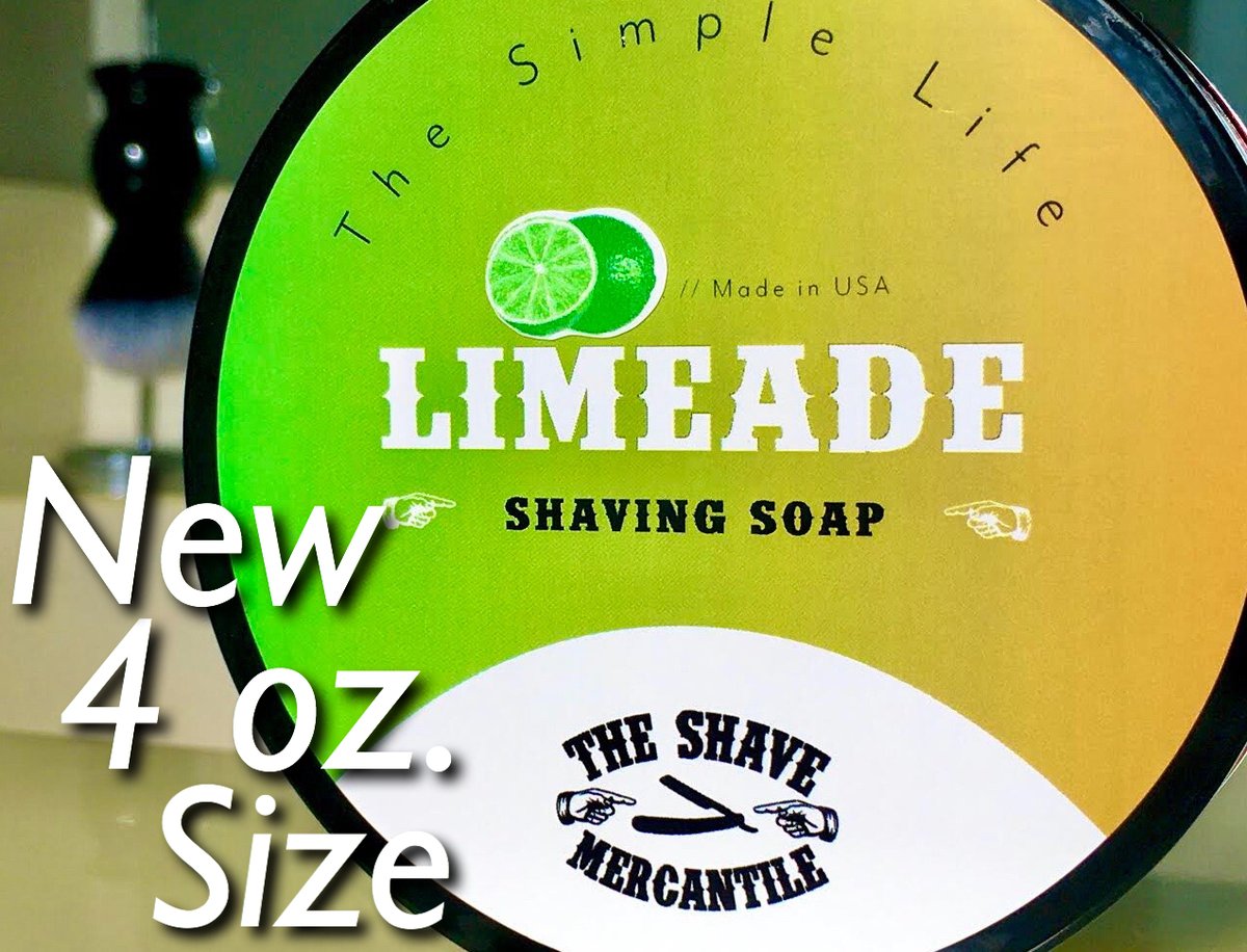 We have a FRESH BATCH of our LIMEADE Shaving Soap in stock in a **NEW** 4 oz. size!

Lime, Orange, and a splash of Lemon.
Refreshing & luxurious. Vegan formula. All natural. Perfect for anytime you want a citrus fix & it's easy on the skin.

Click here--> bit.ly/3dtcg6C