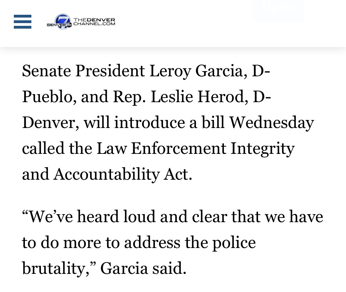 ericvar96's tweet photo. Tomorrow in Denver a bill will be introduced called the Law Enforcement Integrity and Accountability Act. It’s key points are listed below.  Main point is, reach out to your state elected officials. PROTESTS WORK, DONT STAY SILENT!!! https://t.co/uaa7e6QDMe