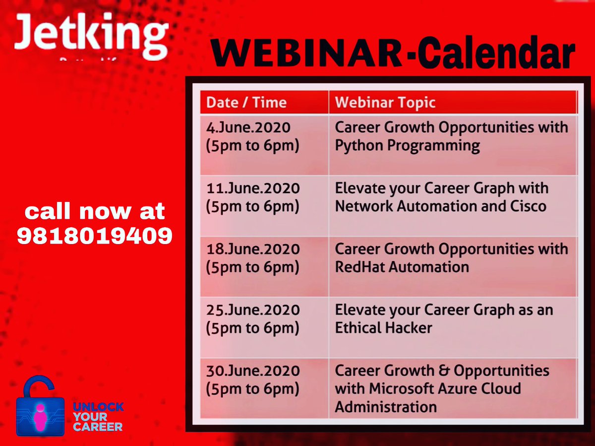 #FREE #WEBINAR 
Get Ready for to be skillful before Unlock 5.0 
Get Ready today , Unlock your career to work #postCorona  
For free webinar fill the form
forms.gle/XdFneHbKYyJ1Su…
Call now at 9818019409 
Abhi nahi seekhoge to kabhi nai seekhoge.
#unlockyourCareer in #Unlockone
