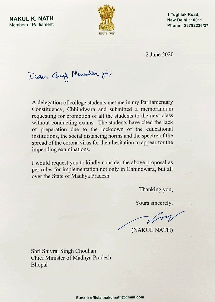 Nakul Kamal Nath (@nakulknath) on Twitter photo рдореБрдЦреНрдпрдордВрддреНрд░реА <a href="/ChouhanShivraj/">Shivraj Singh Chouhan</a> рдЬреА,
рдХреЛрд░реЛрдирд╛ рд╕рдВрдХреНрд░рдордг рдХрд╛рд▓ рдореЗ рдордзреНрдп рдкреНрд░рджреЗрд╢ рдХреЗ рдЫрд╛рддреНрд░реЛрдВ рджреНрд╡рд╛рд░рд╛ рд▓рдЧрд╛рддрд╛рд░ рдЬрдирд░рд▓ рдкреНрд░рдореЛрд╢рди рдХреА рдорд╛рдВрдЧ рдХреА рдЬрд╛ рд░рд╣реА рд╣реИред
рдЗрд╕ рдХреЛрд░реЛрдирд╛ рдХрд╛рд▓ рдореЗрдВ рдЫрд╛рддреНрд░реЛрдВ рдХреА рдпрд╣ рдорд╛рдВрдЧ рдЬрд╛рдпрдЬ рд╣реИ
рдЕрддрдГ рдореИрдВ рднреА рдЖрдкрд╕реЗ рдЗрд╕ рдкрддреНрд░ рдХреЗ рдорд╛рдзреНрдпрдо рд╕реЗ рдирд┐рд╡реЗрджрди рдХрд░рддрд╛ рд╣реВрдБ рдХрд┐ рдХреЙрд▓реЗрдЬреЛрдВ рдореЗрдВ рдЬрдирд░рд▓ рдкреНрд░рдореЛрд╢рди рджрд┐рдпрд╛ рдЬрд╛рдПрдВред рдореБрдЦреНрдпрдордВрддреНрд░реА <a href="/ChouhanShivraj/">Shivraj Singh Chouhan</a> рдЬреА,
рдХреЛрд░реЛрдирд╛ рд╕рдВрдХреНрд░рдордг рдХрд╛рд▓ рдореЗ рдордзреНрдп рдкреНрд░рджреЗрд╢ рдХреЗ рдЫрд╛рддреНрд░реЛрдВ рджреНрд╡рд╛рд░рд╛ рд▓рдЧрд╛рддрд╛рд░ рдЬрдирд░рд▓ рдкреНрд░рдореЛрд╢рди рдХреА рдорд╛рдВрдЧ рдХреА рдЬрд╛ рд░рд╣реА рд╣реИред
рдЗрд╕ рдХреЛрд░реЛрдирд╛ рдХрд╛рд▓ рдореЗрдВ рдЫрд╛рддреНрд░реЛрдВ рдХреА рдпрд╣ рдорд╛рдВрдЧ рдЬрд╛рдпрдЬ рд╣реИ
рдЕрддрдГ рдореИрдВ рднреА рдЖрдкрд╕реЗ рдЗрд╕ рдкрддреНрд░ рдХреЗ рдорд╛рдзреНрдпрдо рд╕реЗ рдирд┐рд╡реЗрджрди рдХрд░рддрд╛ рд╣реВрдБ рдХрд┐ рдХреЙрд▓реЗрдЬреЛрдВ рдореЗрдВ рдЬрдирд░рд▓ рдкреНрд░рдореЛрд╢рди рджрд┐рдпрд╛ рдЬрд╛рдПрдВред