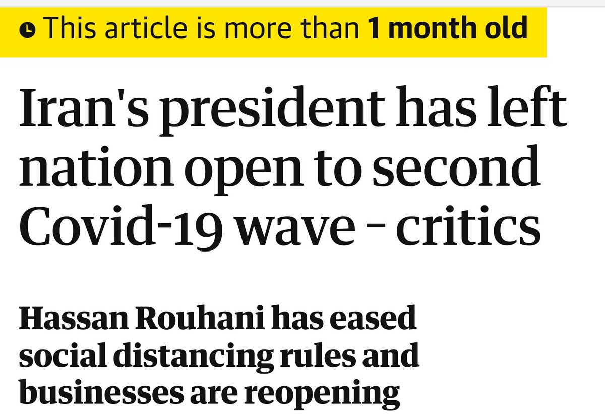 Pay attention In areas of the USA that have the  #CoronaVirus on a downtrend, they may experience a  #2ndWave (if) there is a lack of adherence to wearing  #Masks and maintaining  #SocialDistanacing in the months afterwards when  #Reopening happensThat's what happened in  #Iran