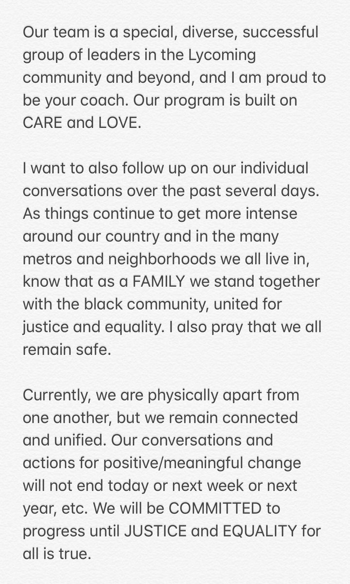 Mike McGarvey (@mikemcgarvey_) on Twitter photo Sharing my message to our <a href="/LycomingHoops/">Lycoming Basketball</a> team. Proud to stand together to defeat racism and injustice. Sharing my message to our <a href="/LycomingHoops/">Lycoming Basketball</a> team. Proud to stand together to defeat racism and injustice.
