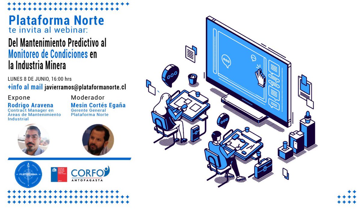 caco230372's tweet photo. Nueva oportunidad de conocer el impacto y desarrollo del monitoreo de condiciones en la minería....participa!!!!! @PlataformaNorte @ciptemin @aminerals @aftacluster https://t.co/OnECrg1cUs