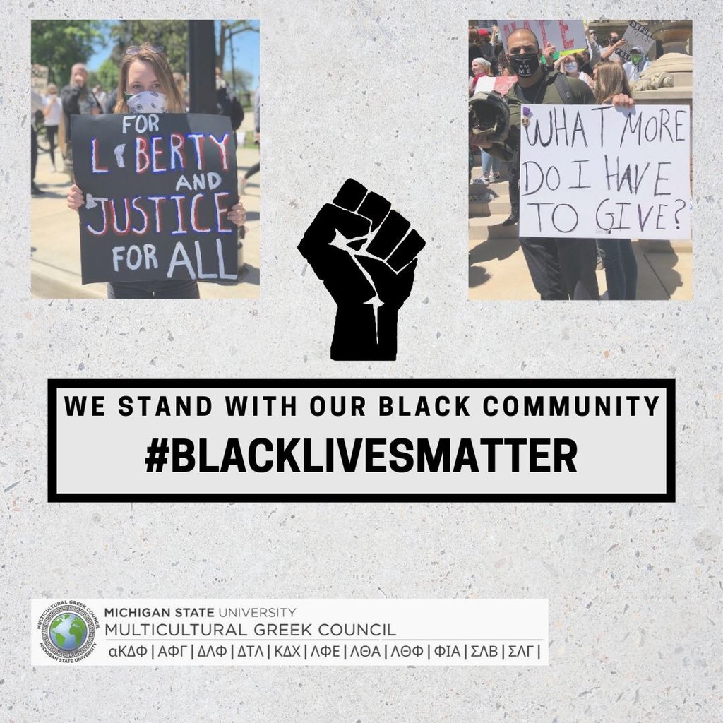 MgcMsu's tweet photo. MGC stands with our black community 💚🤍 June 10th join @msu_nphc and @naacp_miyad at 𝑾𝒆 ����𝒓𝒆 𝑫𝒐𝒏𝒆 𝑫𝒚𝒊𝒏𝒈 𝑴𝒂𝒓𝒄𝒉
Looking for more ways to help? Go to their page for donation info &amp; write a letter demanding elected officials to fight for Black Lives #WeAreDoneDying https://t.co/dozSXJcMzq