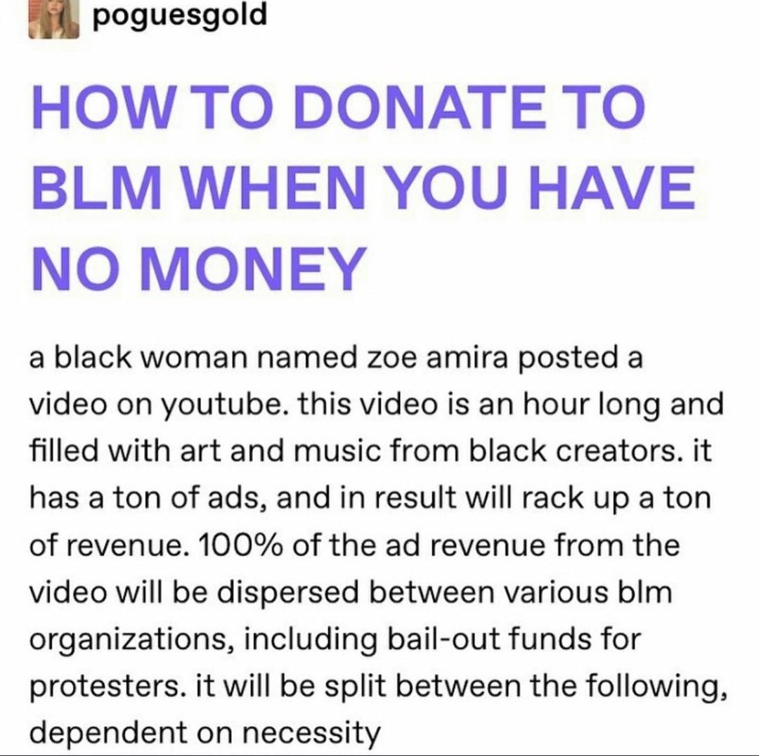 Vonloco_'s tweet photo. A WAY TO DONATE TO BLM IF YOU DON'T HAVE MONEY. PLEASE SHARE!!! https://t.co/ZCpdiCzlZl