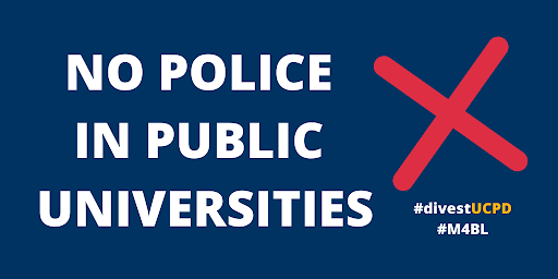 kellyvarmijo's tweet photo. The UC system must divest in policing and invest in black students. End UC contracts with local police departments! #divestUCPD #endBPDcontract #policefreeUC #M4BL @UCBerkeley @GoldmanSchool https://t.co/hG0ARlsJGd