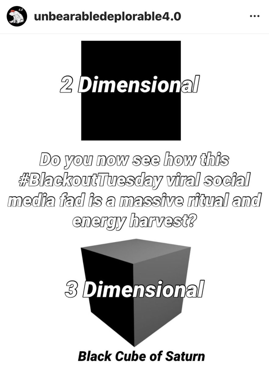 2LarryJohnson7's tweet image. That “Blackout Tuesday” people participated in was an ritual, worship of Saturn. 

6th Planet
6th day of the week
6 sided Polygon

Semitic civilizations referred to the god Saturn as “El”. The supreme deity was represented by a black cube. #brainwashed