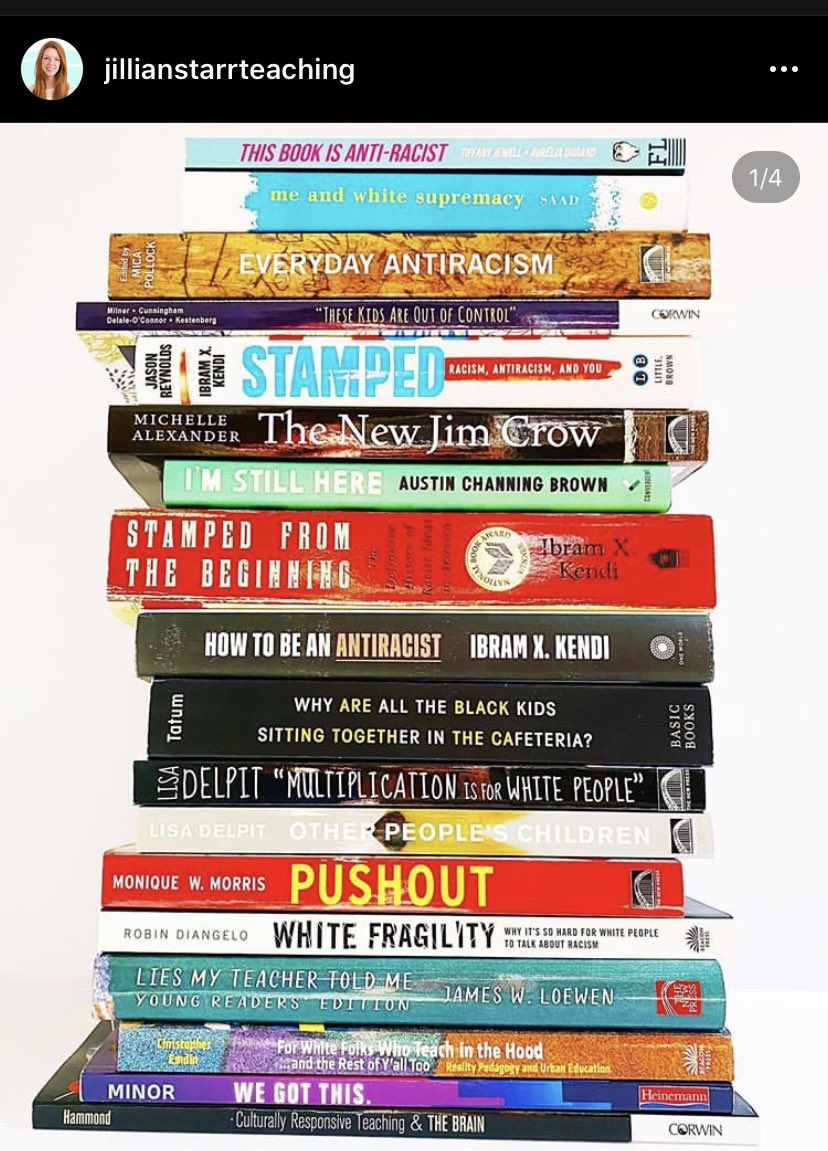 Mrs_hansenJHS's tweet photo. Books to help us all become more educated and empathetic toward issues of racism, injustice, oppression, racial appropriation, and white privilege. Because #BlackLivesMatter and so does the education behind this movement ✊🏿✊🏾✊🏽✊🏽✊🏼✊🏻 https://t.co/1wIbSEvJzS