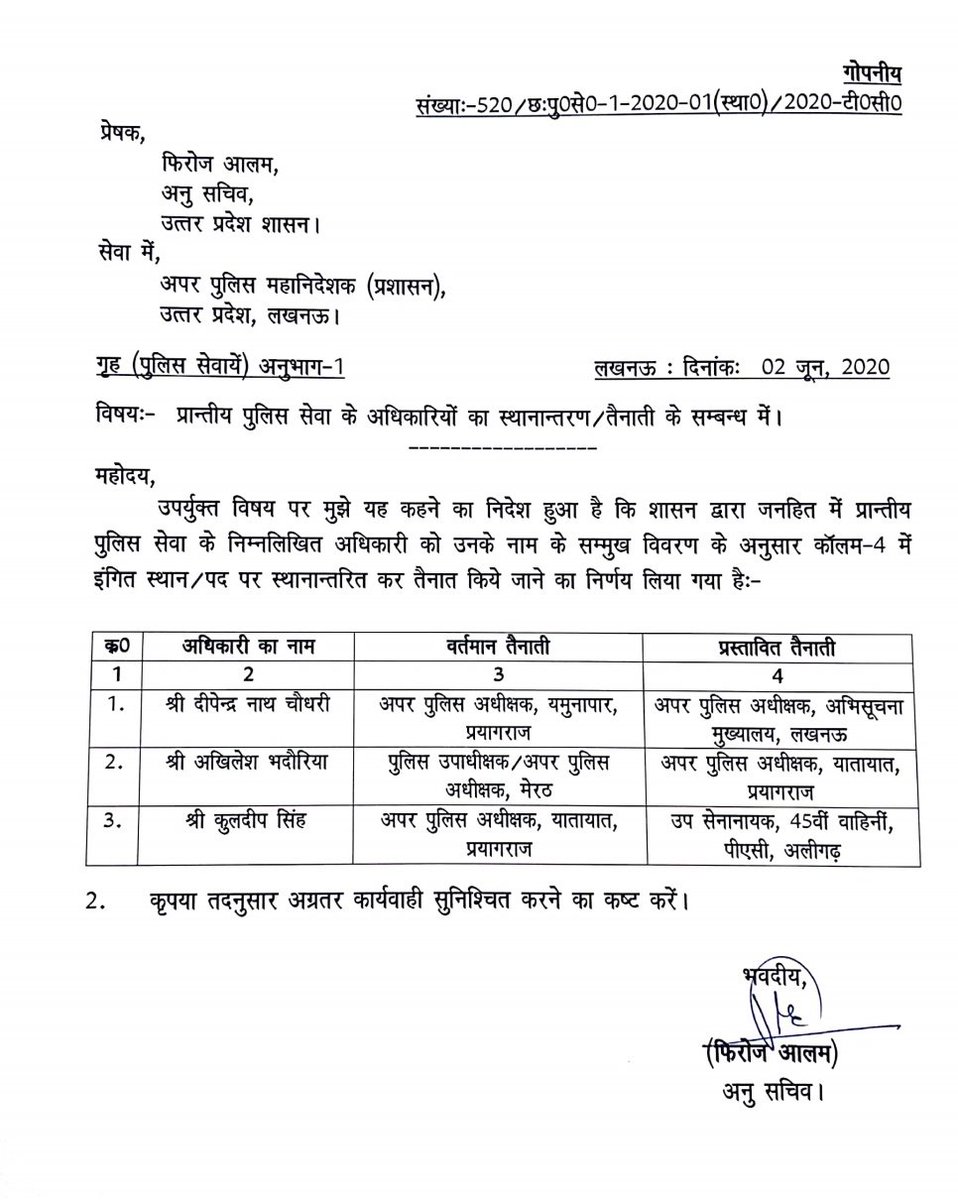 AliNaqi95's tweet image. लखनऊ:-3 पीपीएस अफसरो के तबादले, एडिशनल एसपी रैंक के 3 अफसरों के ट्रांसफर,
मेरठ के एसपी सिटी अखिलेश भदौरिया एसपी ट्रैफिक प्रयागराज बने,दीपेंद्र नाथ चौधरी इंटेलिजेंस मुख्यालय भेजे गए,एसपी ट्रैफिक प्रयागराज कुलदीप सिंह हटाए गए.

#pcstransfer @IPS_Association @IASassociation