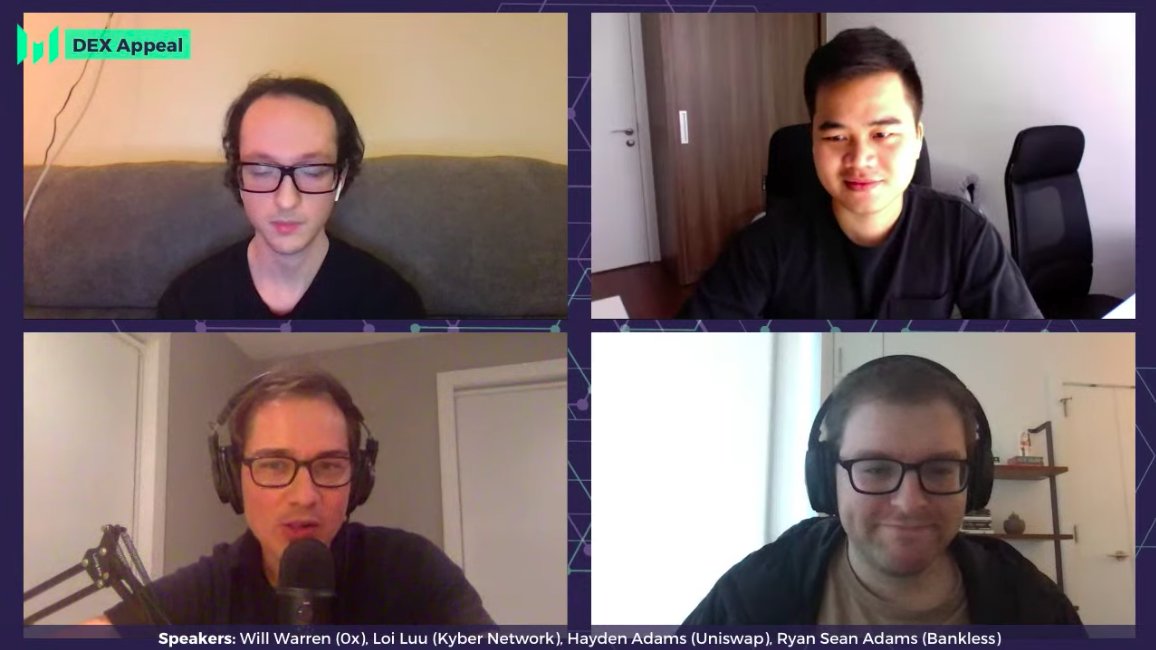ALEXAKAYPR's tweet image. #Mainnet2020 DEX APPEAL is way beyond my newbie understanding of crypto but I understood the #RobotWars reference! 🤖🤖🤖

@RyanSAdams moderates an in-depth view of the DEX space with @haydenzadams @UniswapProtocol @loi_luu @KyberNetwork @willwarren89 @0xProject