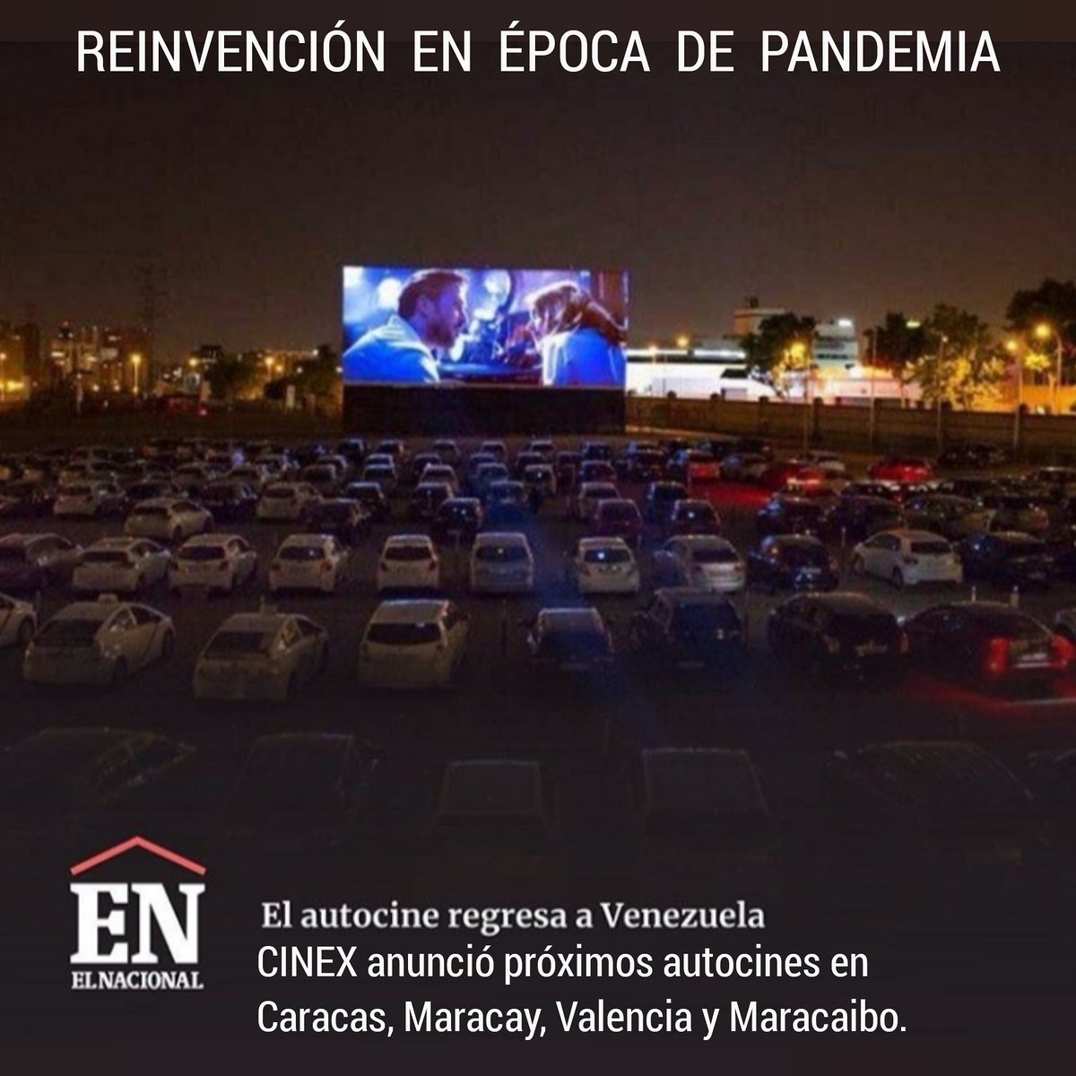 wichovision's tweet photo. Reinvención en Época de Pandemia:
CINEX anunció próximos autocines en Caracas, Maracay, Valencia y Maracaibo. https://t.co/I2ELHdf01t
