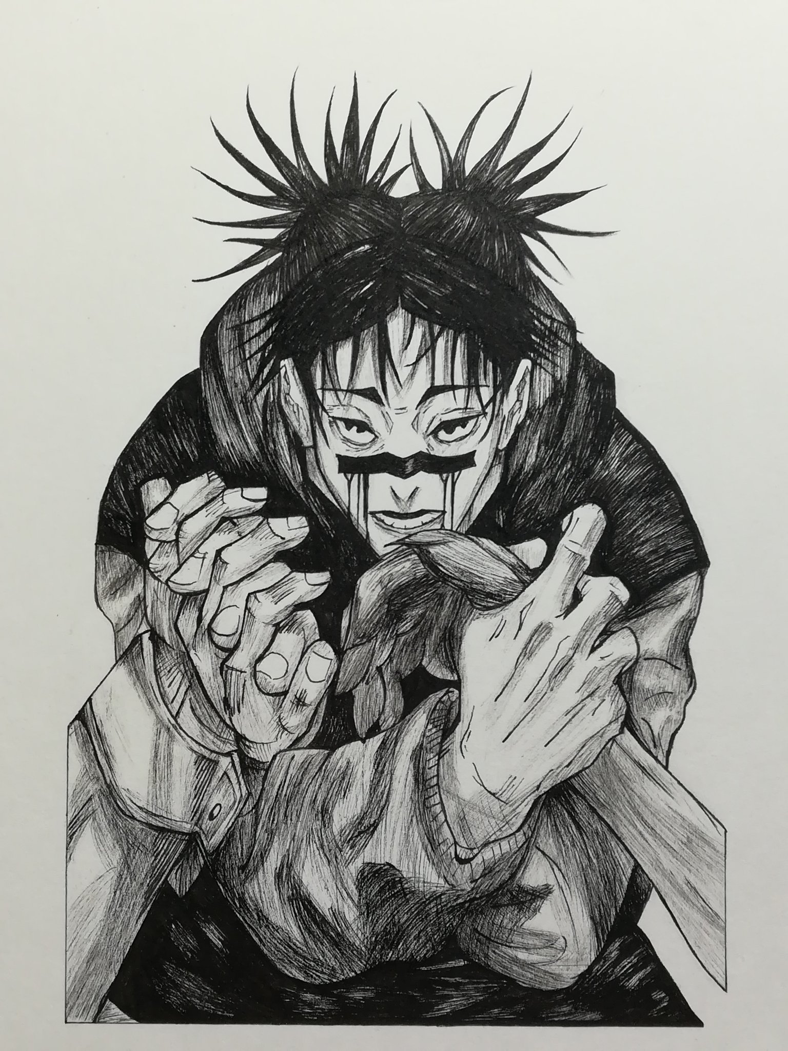Llily 腸相 腸相 呪術廻戦 呪術廻戦イラスト モノクロ モノクロイラスト ペン画 ペン画イラスト 線画 線画イラスト 模写 模写イラスト 表紙イラスト T Co Ihaft39bwh Twitter