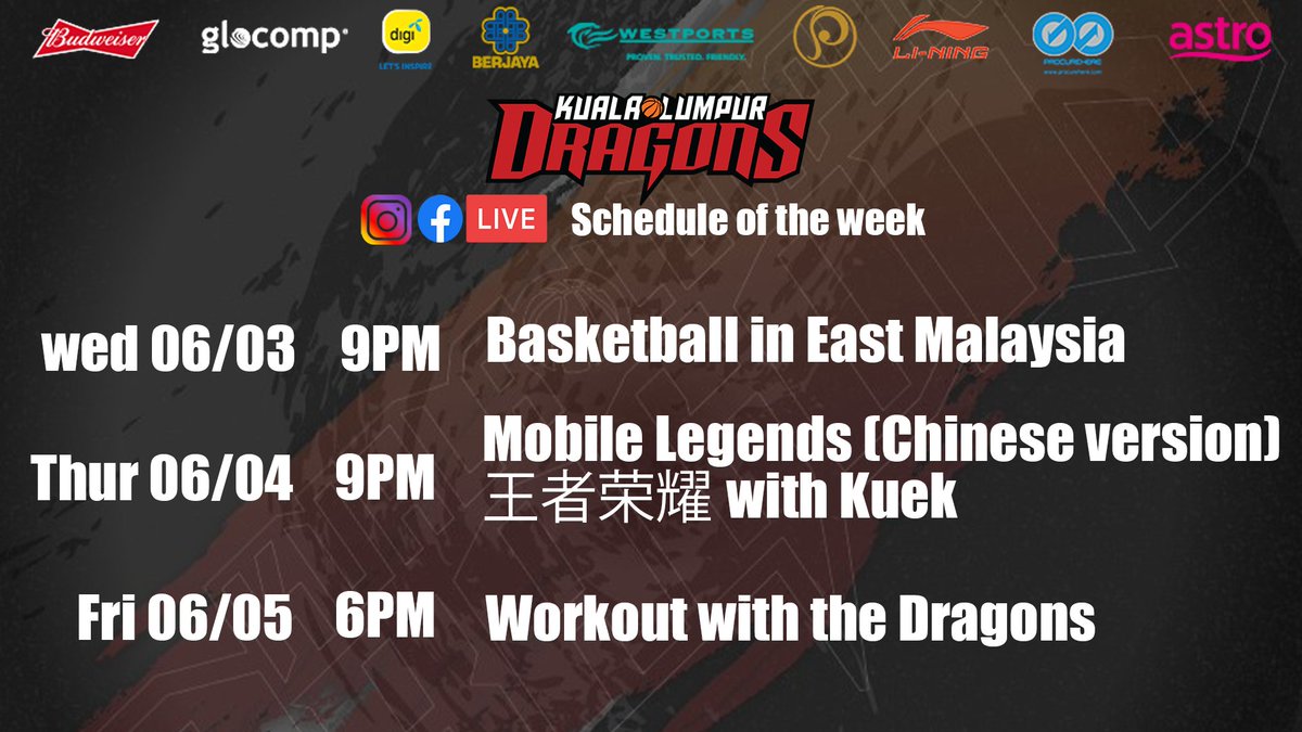 STAY TUNE to our LIVE SESSION🔴this week!

记得收看我们这周的直播 🔴

#kld
#kldragons
#greatertogether
