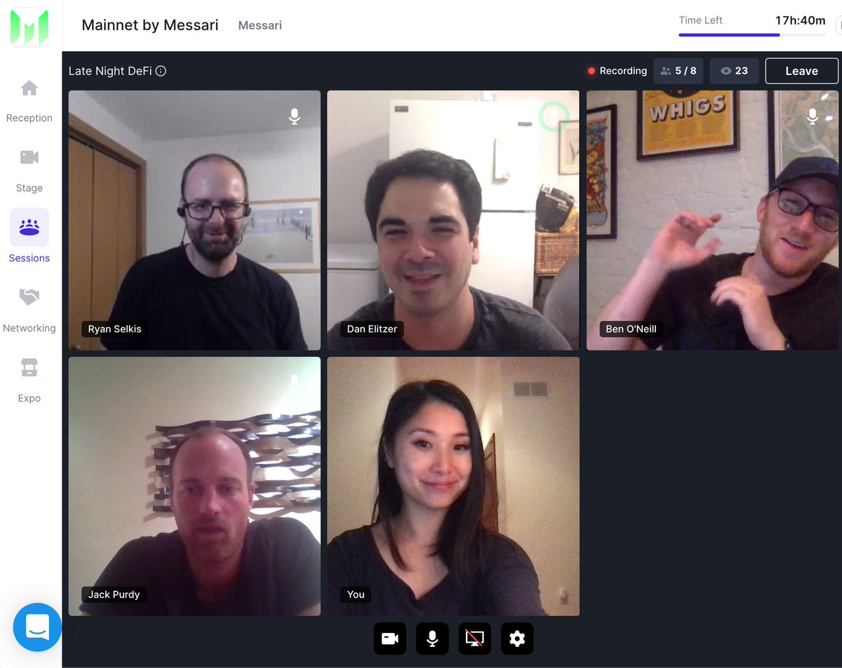 ALEXAKAYPR's tweet image. just shootin the shit with @delitzer before i bow out b/c idk shit about &quot;LATE NIGHT DEFI&quot; with @IDEOVC at #Mainnet2020 @MessariCrypto @twobitidiot @benhoneill @jpurd17