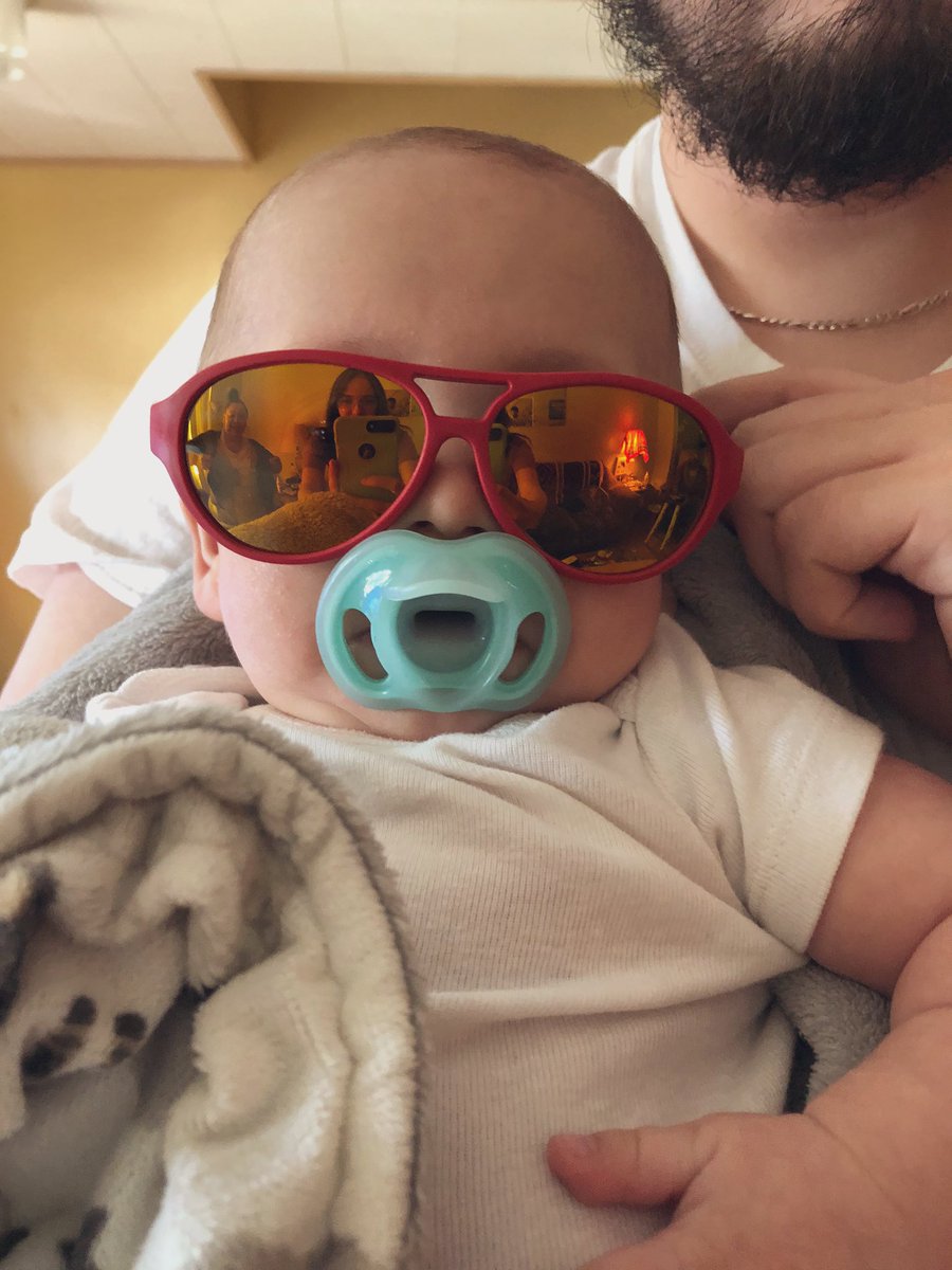 I’d tell you how cute and excited I was about my sons sunglasses, but you can clearly see my reaction, as well as derricks moms 🤣