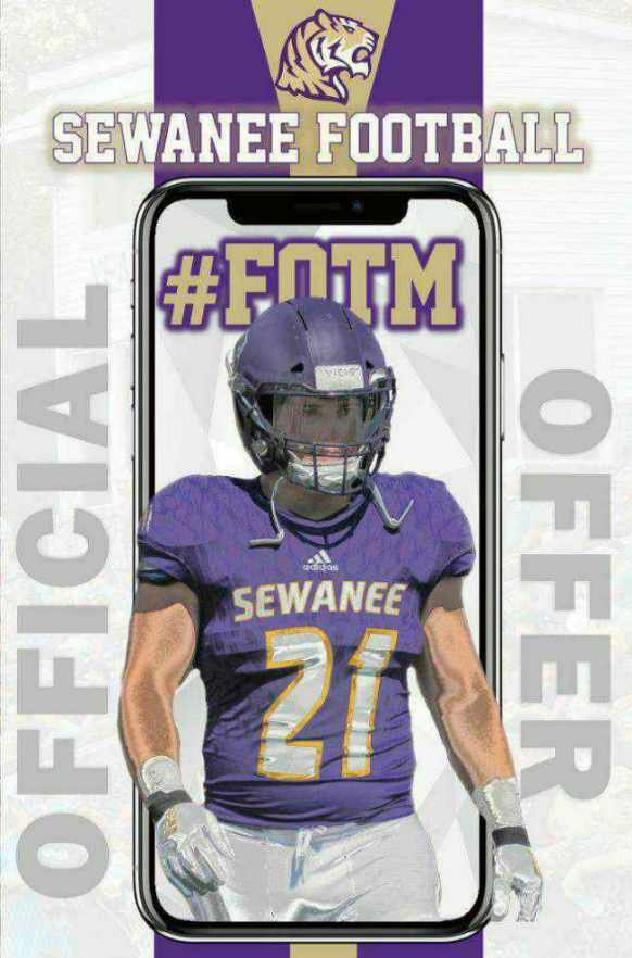 Grateful to receive an offer from "The University of the South" in Sewanee, Tennessee <a href="/SewaneeFootball/">Sewanee Football</a>