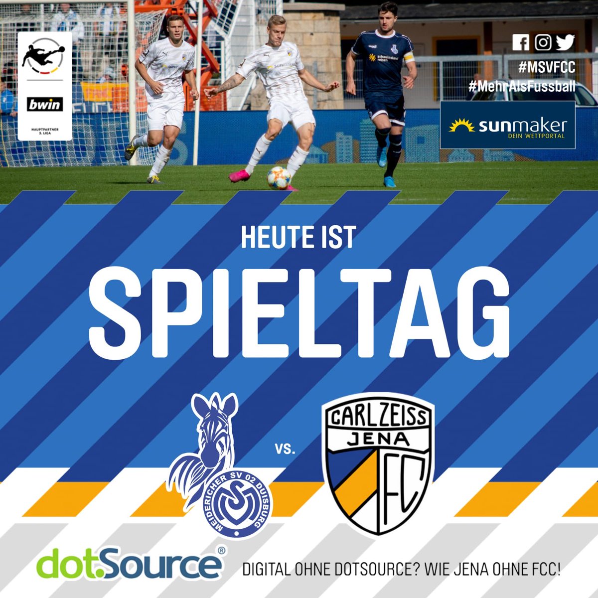 Am heutigen Abend geht es für uns im tiefen Westen bei den Zebras weiter. Unsere Elf steht dann ab 19 Uhr dem Tabellenführer @MSVDuisburg gegenüber. Wir berichten für Euch via ▪️Liveticker 👉 bit.ly/2XOAa5S ▪️FCC-Radio 👉 bit.ly/3736aYs #MSVFCC #FCC