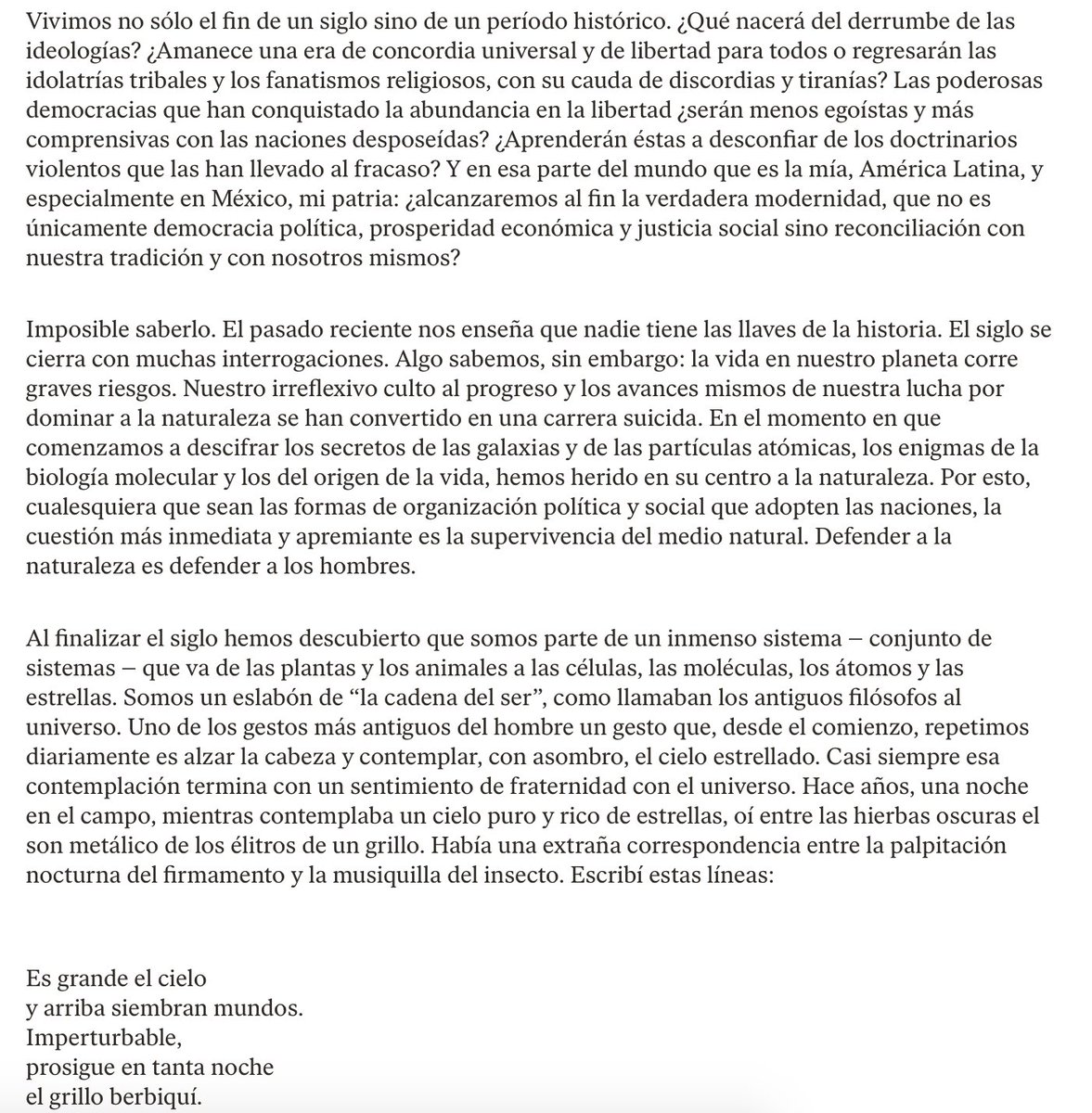 Poco a poco se despejan, de la peor forma posible, los interrogantes que Octavio paz expuso hace 20 años.

nobelprize.org/prizes/literat…