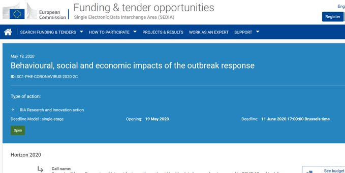RRITools's tweet photo. EU Call for R&I projects on behavioural, social & economic impacts of the #COVID19 outbreak response
🗓️Deadline 11 June
+info 👉https://t.co/MKKmIJkOKe
#SSH #SocialSciences #RRI #SSHImpact #SwafS #scicomm #STS https://t.co/IE64yDmq2i
