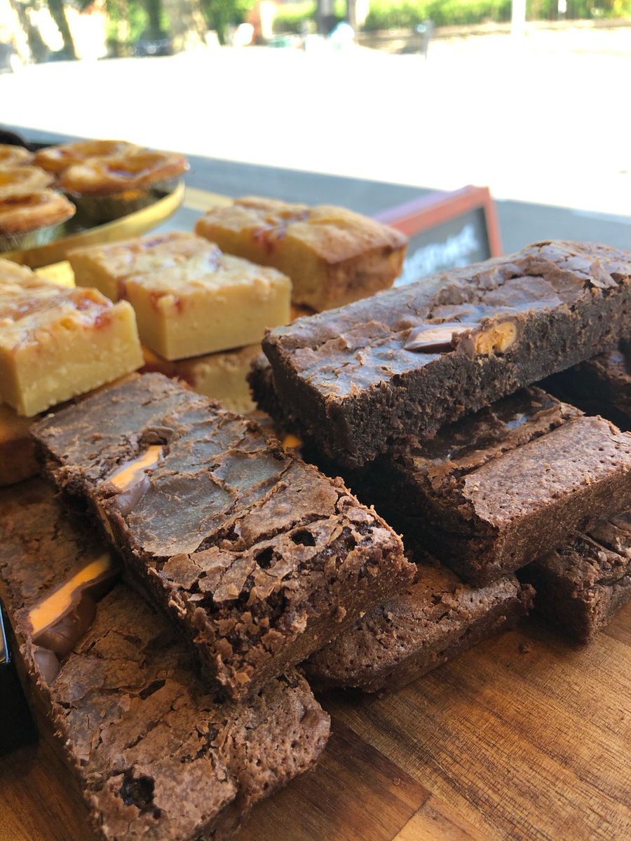 These chocolate orange brownies are amazing! 

they won’t last long 🤤🤤🤤 

Don’t forget we are back open now running smoothly between the hours of 8:30am TIL 12:30!