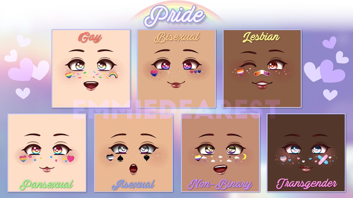 ｅｍｍｉｅ V Twitter Be Proud Here Is My 2020 Pride Makeup Collection That I Tried To Make Gender Neutral For All To Wear I Hope You Enjoy I Hope - makeup roblox decal