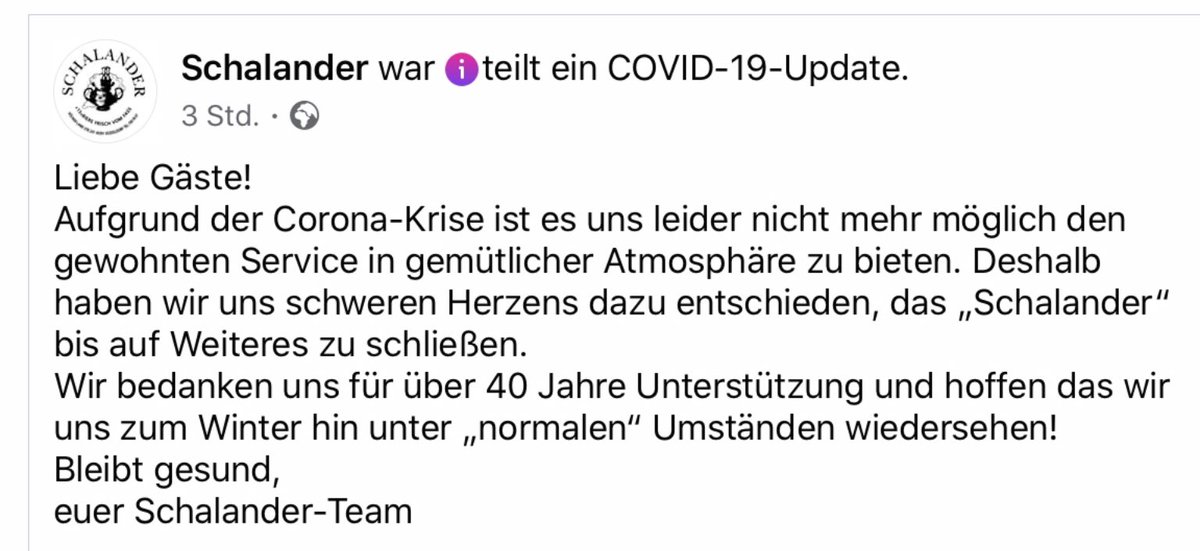 RalfSchumache17's tweet photo. Das #Schalander in Düsseldorf Wersten macht bis zum Winter zu.
Im Düsseldorfer Süden ist dies die Biergaststätte mit einer guten Küche &amp; seit 40 Jahren der Inbegriff für gut laufende Gastronomie.
Wenn die schließen, dürfte die Lage für den Rest der Branche katastrophal sein. https://t.co/zRnUbeGsxl