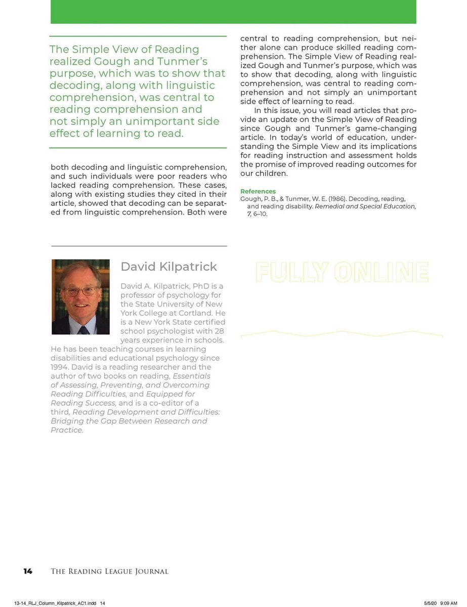PLDliteracy's tweet image. A recent article from @reading_league  proposed that 'reading was the product of two broad skills: the ability to read words off the page and the ability to understand the oral language in which the material was written.' lnkd.in/gv8jhqV
#AusedChat #Austeachers #Readings