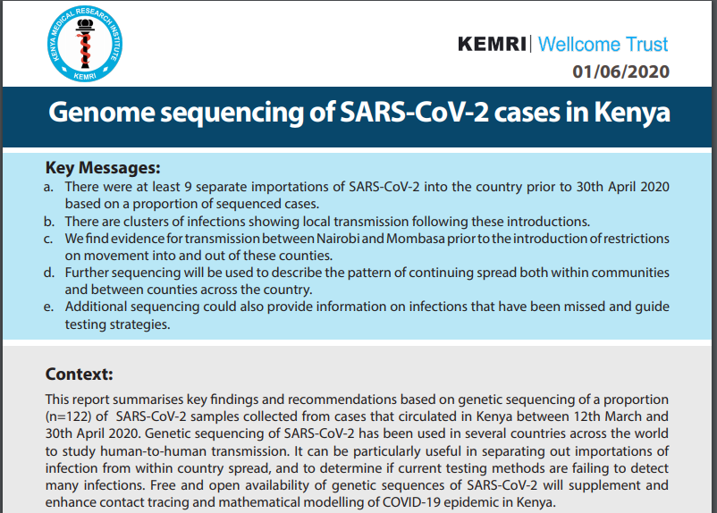 Kenya Medical Research Institute (@kemri_kenya) on Twitter photo Tremendous support from <a href="/MOH_Kenya/">Ministry of Health</a>, <a href="/NetworkArtic/">ARTIC Network</a> <a href="/nanopore/">Oxford Nanopore</a> <a href="/AfricaCDC/">Africa CDC</a>
Funding <a href="/wellcometrust/">Wellcome</a> <a href="/NIHRresearch/">National Institute for Health and Care Research</a> <a href="/TibaPartnership/">Tiba Partnership</a>
Exemplary team work from our research scientists <a href="/KEMRI_Wellcome/">KEMRI-Wellcome</a> <a href="/NPHLSKenya/">NPHLS Kenya</a> & <a href="/KEMRI_Kenya/">Kenya Medical Research Institute</a>
View Policy Brief⤵️
bit.ly/2U1Vgwv Tremendous support from <a href="/MOH_Kenya/">Ministry of Health</a>, <a href="/NetworkArtic/">ARTIC Network</a> <a href="/nanopore/">Oxford Nanopore</a> <a href="/AfricaCDC/">Africa CDC</a>
Funding <a href="/wellcometrust/">Wellcome</a> <a href="/NIHRresearch/">National Institute for Health and Care Research</a> <a href="/TibaPartnership/">Tiba Partnership</a>
Exemplary team work from our research scientists <a href="/KEMRI_Wellcome/">KEMRI-Wellcome</a> <a href="/NPHLSKenya/">NPHLS Kenya</a> & <a href="/KEMRI_Kenya/">Kenya Medical Research Institute</a>
View Policy Brief⤵️
bit.ly/2U1Vgwv