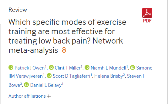 PatrickOwenPhD's tweet photo. 📈Our #OpenAccess (#free) network #MetaAnalysis on #exercise &amp; low #BackPain has remained on @BJSM_BMJ's Most Read Articles list! Thank-you to all that have read our work 🙏https://t.co/WzNfpd4eve

//@DeakinIPAN @PhysioMeScience @AdamMeakins @tomgoom @Retlouping @KarimKhan_IMHA https://t.co/gmWNlebuwu