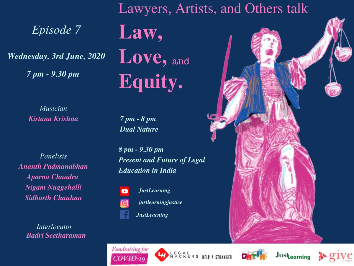 On the present and future of legal education, and dual nature, a musical performance, with @nsnigam
@ananth1148, Aparna, SidC and Kirtana

Subscribe:
youtube.com/channel/UCKpwY…
Donate: fundraisers.giveindia.org/campaigns/lawy…