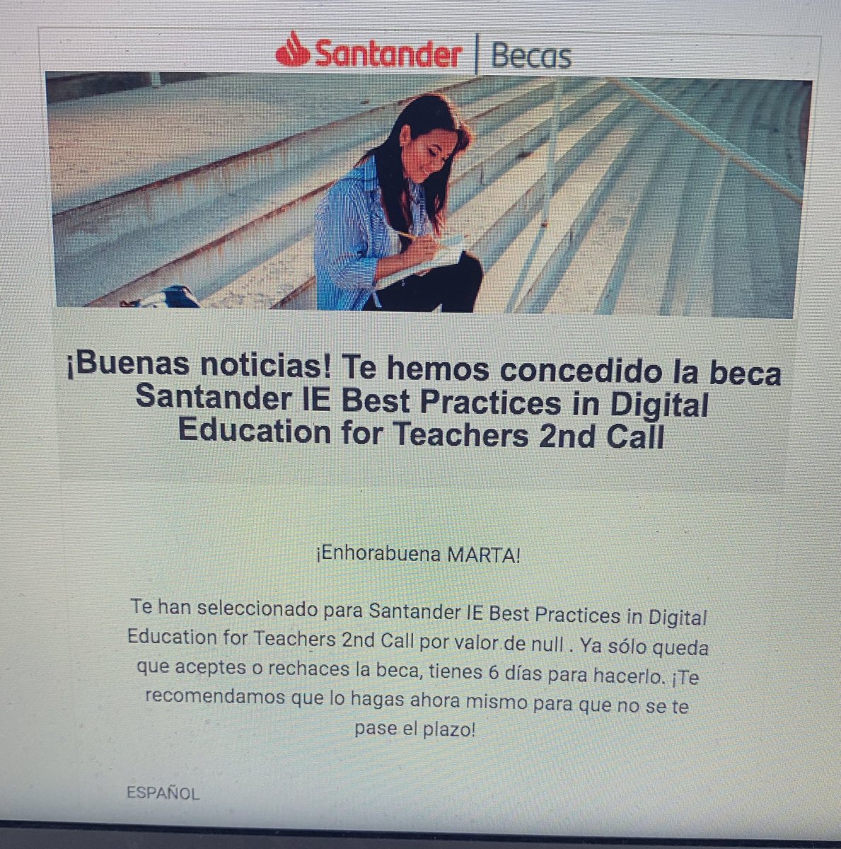Nunca me cansaré de aprender y de mejorar para poder enseñar mejor. #mejoracontinua #aprendizaje #docente Vamos allá! Go! #BecasSantander <a href="/bancosantander/">Santander</a>