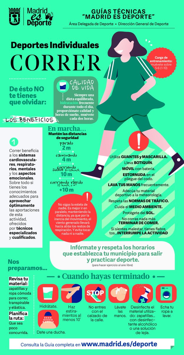 🏃‍♀️¿Eres un runner? Aquí van una serie de recomendaciones para la práctica segura del deporte: distancias, qué llevar contigo, cómo proceder al terminar el ejercicio... Ya no hay excusa para volver a activar tu organismo:
