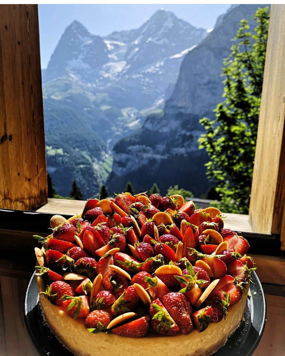 Eating homemade strawberry cheesecake with that view......perfection ❤️

📷: marci.os

#Mürren #JungfrauRegion #Switzerland #lovethemountains #ThePhotoHour #StormHour @LensAreLive @aeisteitiuil @MySwitzerland_e