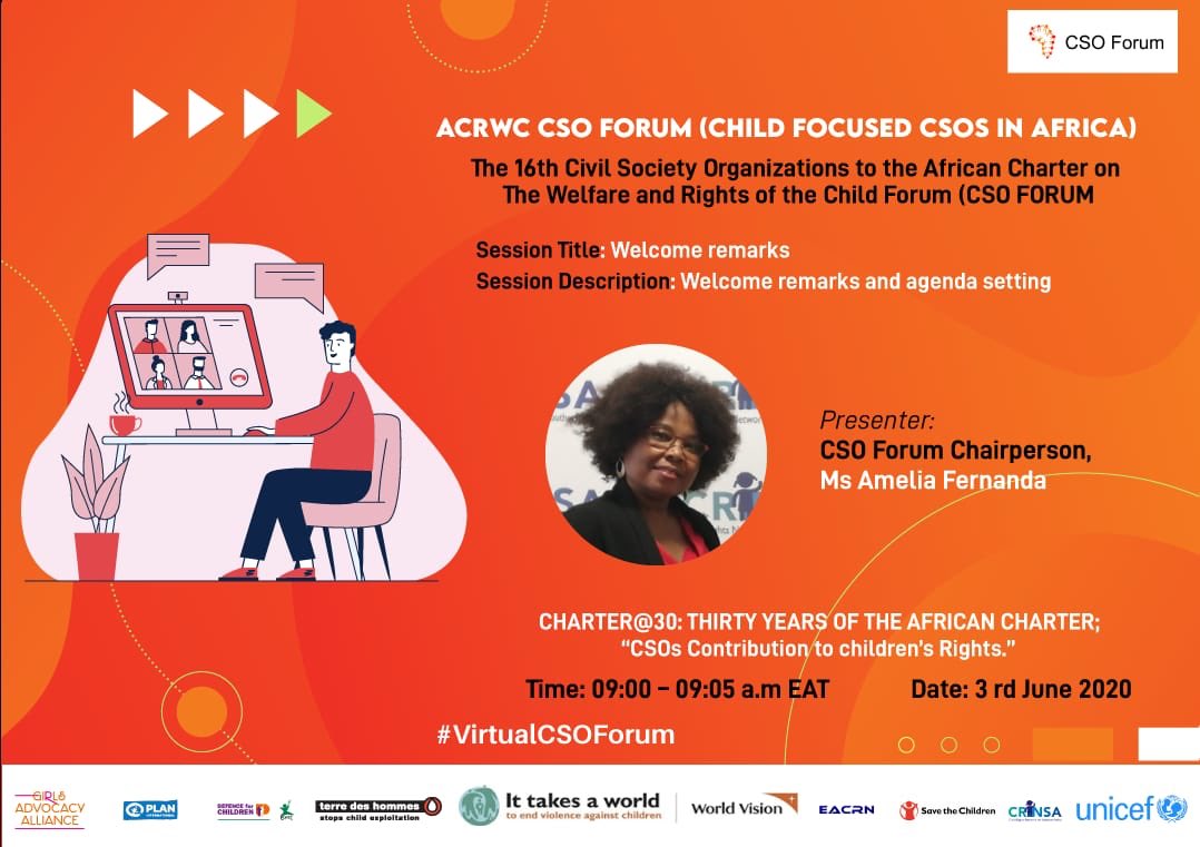 ACERWC_CSOForum's tweet image. And we are LIVE on youtu.be/GcF14fATew0 for the final session of the 16th #VirtualCSOForum . We are excited to have all the panelists and viewers onboard for fruitful deliberations for the children of Africa.