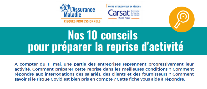 Carsat_RA's tweet photo. #Entreprises 🚨 Retrouvez nos 🔟 conseils pour préparer la reprise d’activité sur https://t.co/fRKzxFbUy2. 💡 Conseil n°1️⃣ : "actualiser l'évaluation des risques professionnels" #COVID19 #Deconfinement #LaSécuEstLà  Cc @ameli_actu https://t.co/ywEGVnxOTB