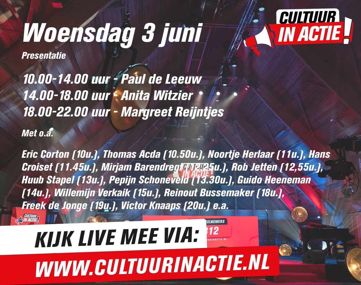 We gaan weer een mooie dag tegemoet met fijne gasten en prachtige optredens! #cultuurinactie