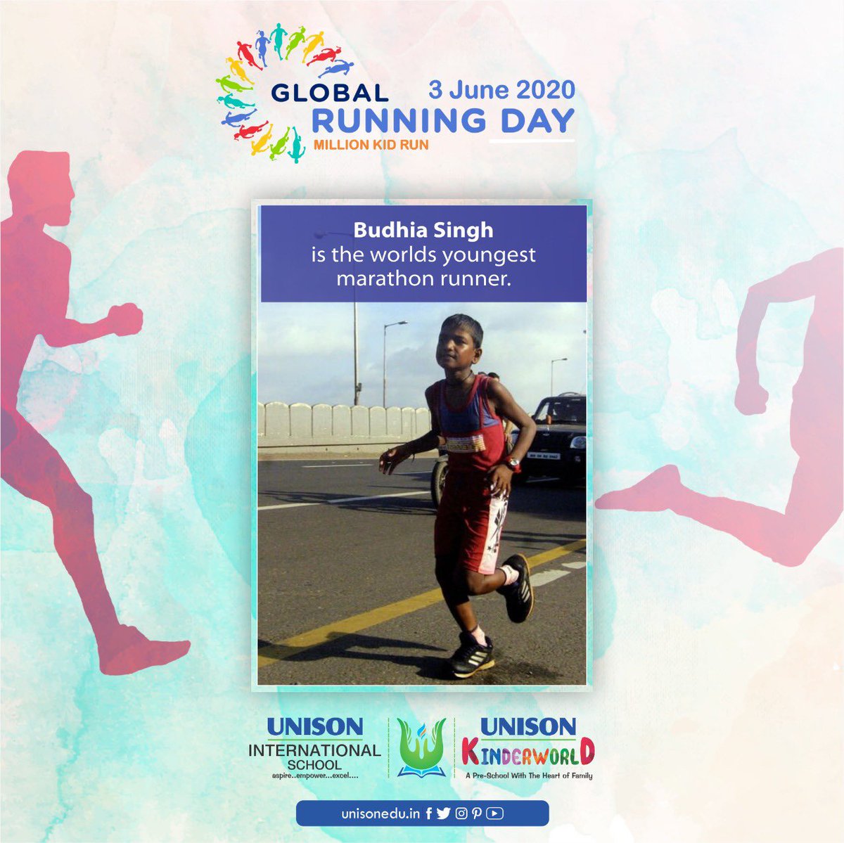 The youngest marathon runner is Budhia Singh 🏃‍♂️ who completed 48 marathons by age 5.

#unisonkinderworld #GlobalRunningDay #unisoninternationalschool #cbseschools #bestpreschool