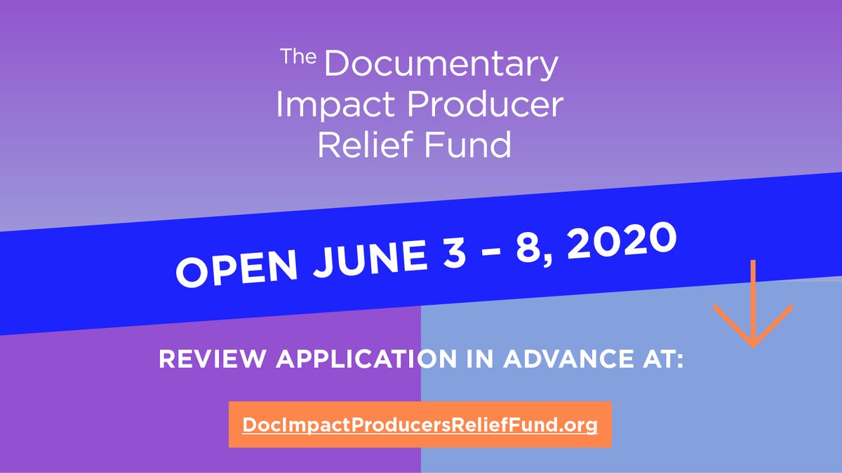 The Documentary Impact Producer Relief Fund will provide grants of up to $4,000 to help alleviate the acute hardships faced by freelance impact producers working anywhere in the world in this time of economic uncertainty.   ow.ly/y8Ij50zVvns