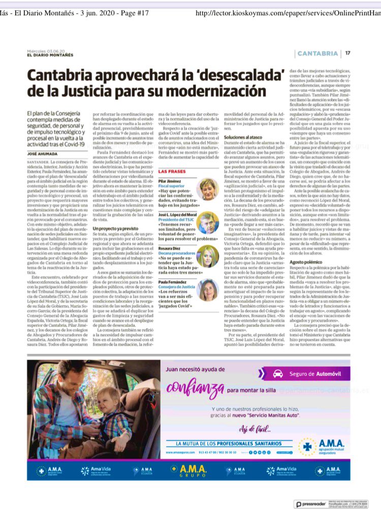 Cantabria aprovechará la desescalada en Justicia para su modernización.